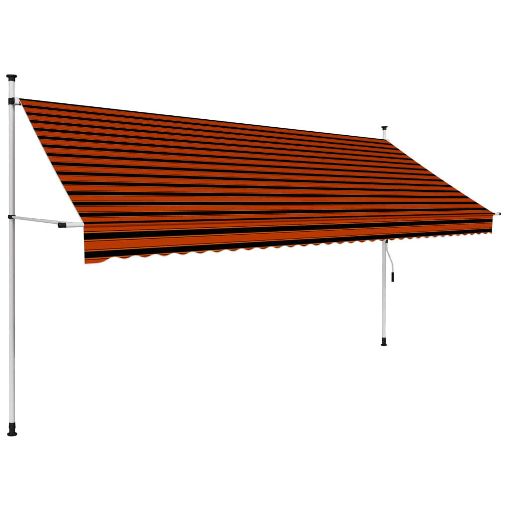 Markis manuellt infällbar 350 cm orange och brun