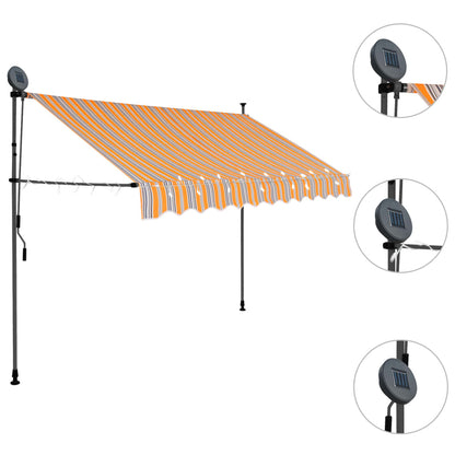 Markis manuellt infällbar med LED 300 cm gul och blå