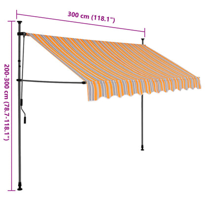 Markis manuellt infällbar med LED 300 cm gul och blå