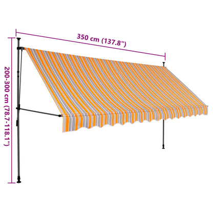 Markis manuellt infällbar med LED 350 cm gul och blå