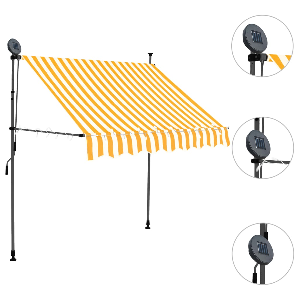 Markis manuellt infällbar med LED 100 cm vit och orange