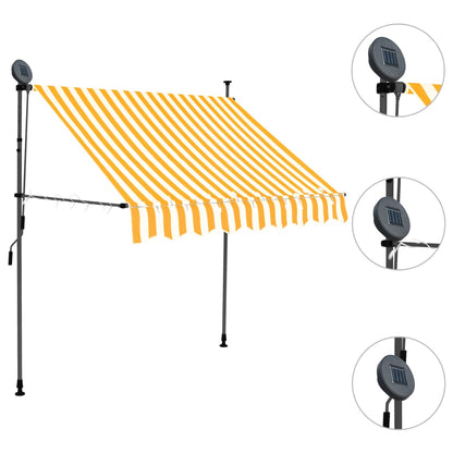 Markis manuellt infällbar med LED 150 cm vit och orange