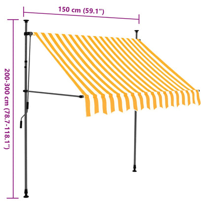 Markis manuellt infällbar med LED 150 cm vit och orange