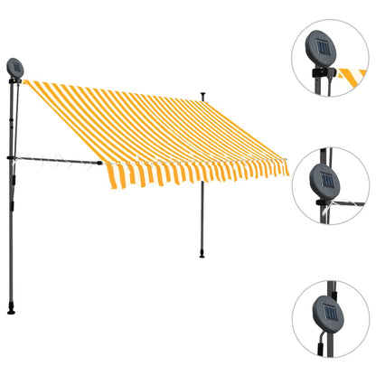 Markis manuellt infällbar med LED 300 cm vit och orange