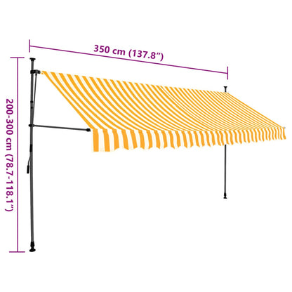 Markis manuellt infällbar med LED 350 cm vit och orange