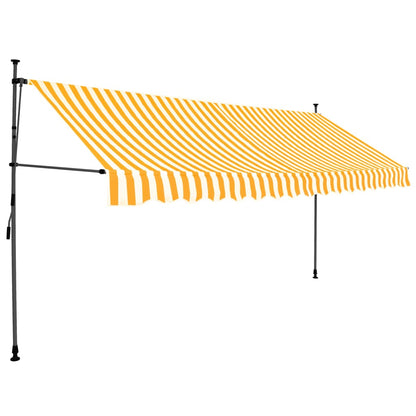 Markis manuellt infällbar med LED 400 cm vit och orange