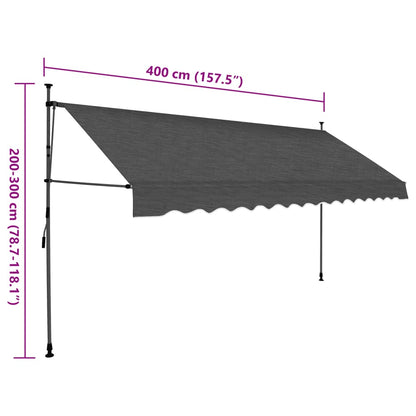 Markis manuellt infällbar med LED 400 cm antracit