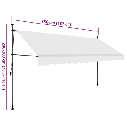 Markis manuellt infällbar med LED 350 cm gräddvit