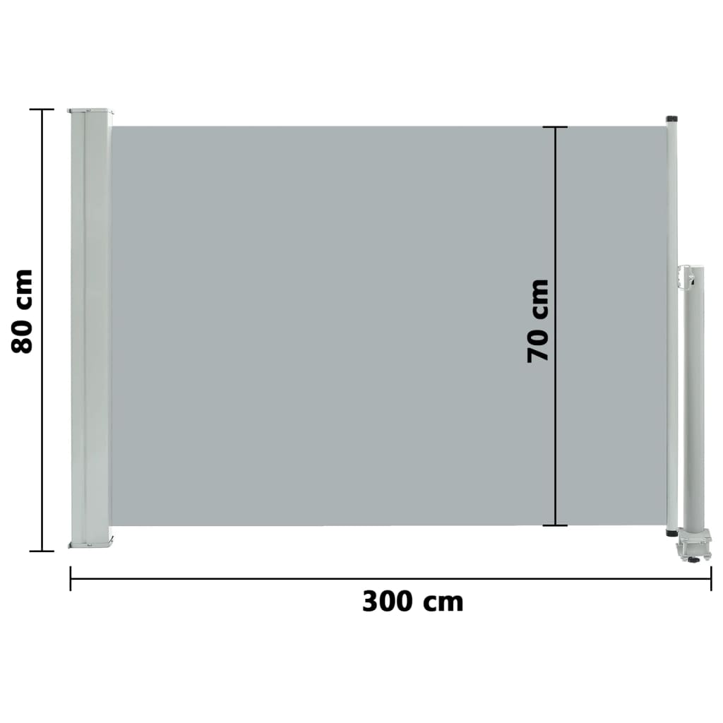 Infällbar sidomarkis 80x300 cm grå