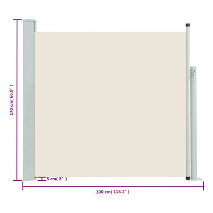 Infällbar sidomarkis 170x300 cm gräddvit