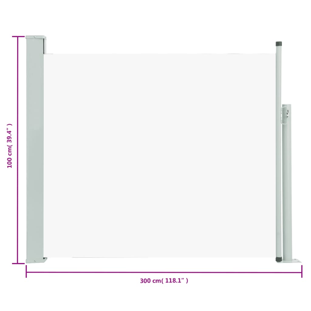 Infällbar sidomarkis 100x300 cm gräddvit