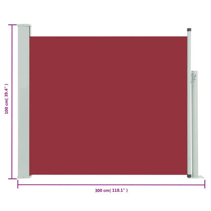 Infällbar sidomarkis 100x300 cm röd