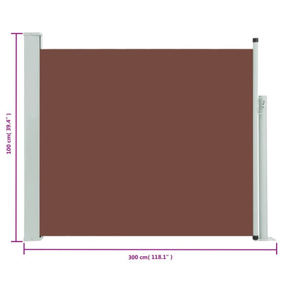 Infällbar sidomarkis 100x300 cm brun