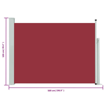 Infällbar sidomarkis 100x500 cm röd