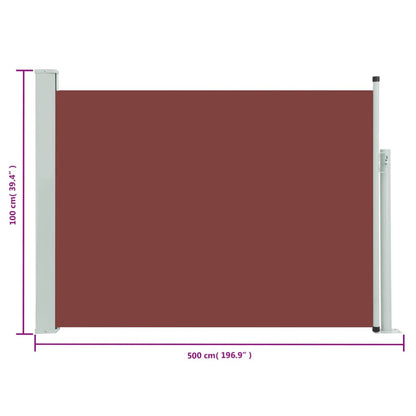 Infällbar sidomarkis 100x500 cm brun