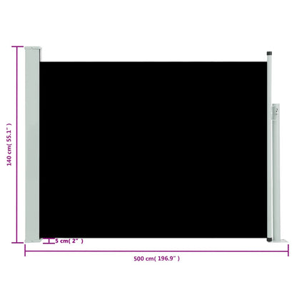 Infällbar sidomarkis 140x500 cm svart