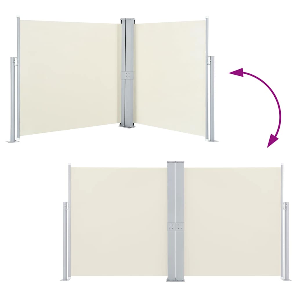 Infällbar sidomarkis dubbel 170x600 cm gräddvit