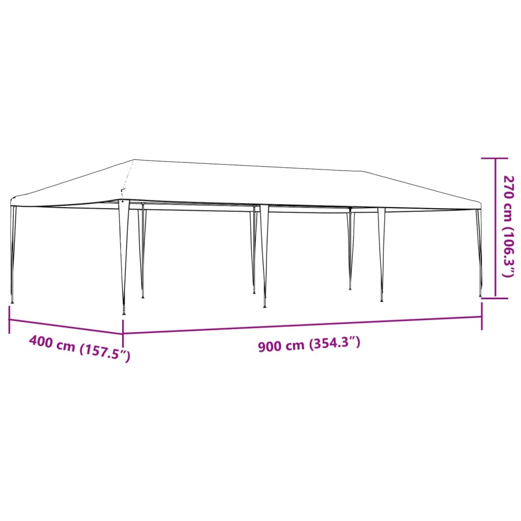 Partytält 4x9 m vit