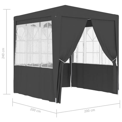 Professionellt partytält med väggar 2x2 m antracit 90 g/m²