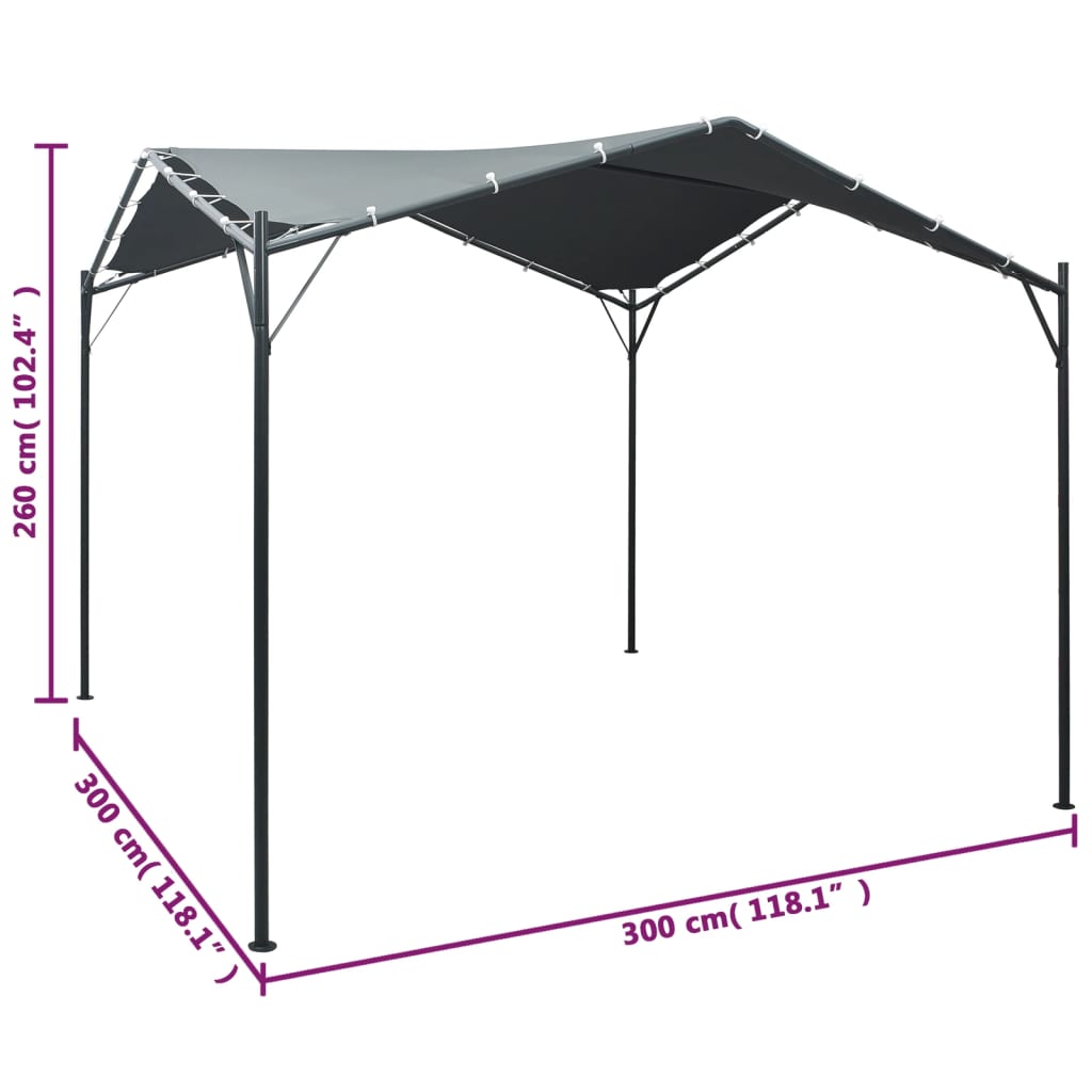 Paviljong 3x3 m stål antracit