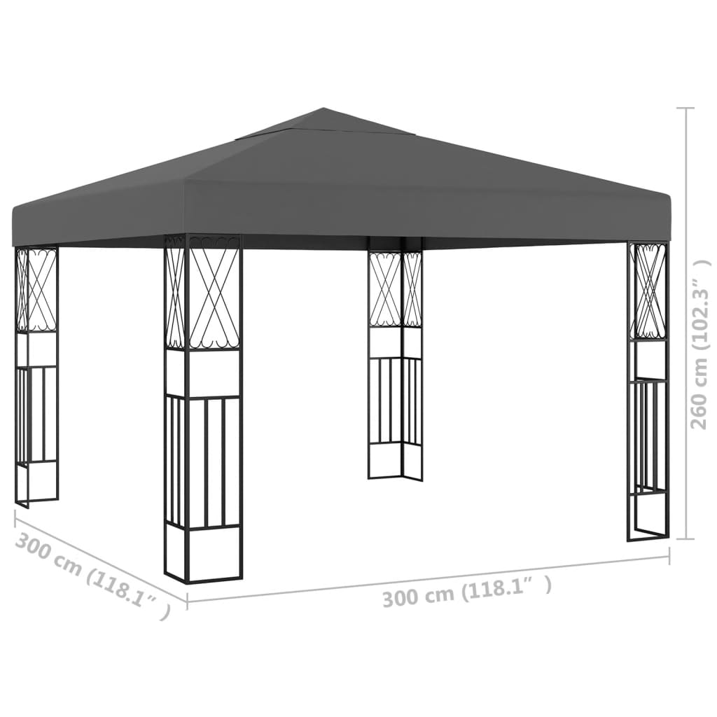 Paviljong 3x3 m antracit tyg