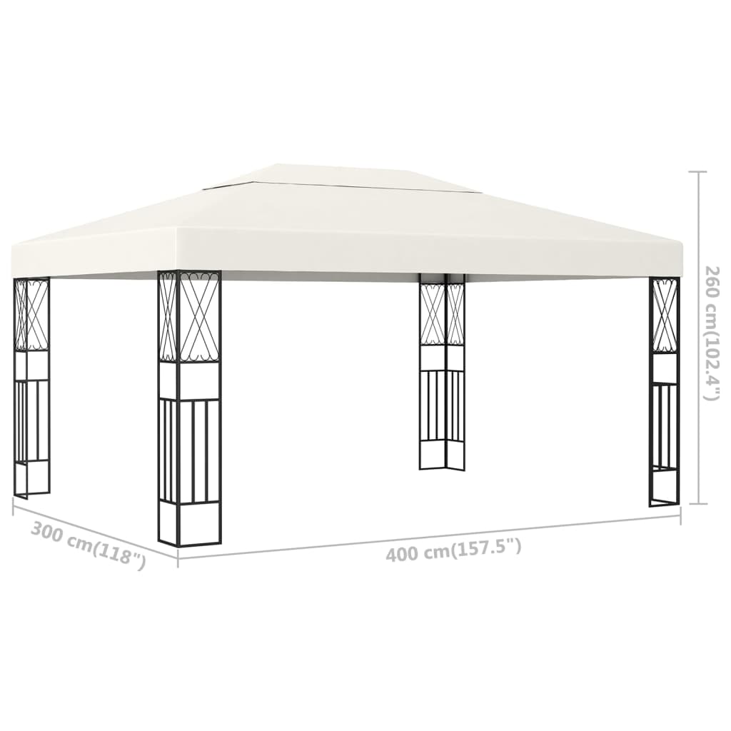 Paviljong 3x4 m gräddvit tyg