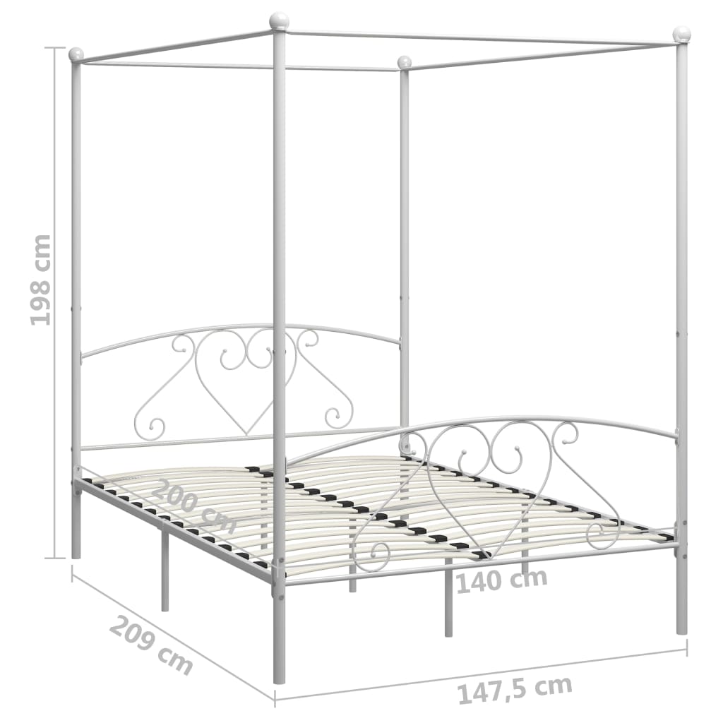 Sänghimmel utan madrass vit 140x200 cm metall