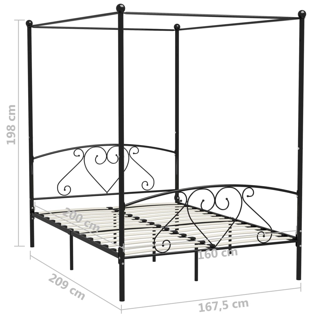 Sänghimmel utan madrass svart 160x200 cm metall