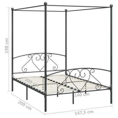 Sänghimmel utan madrass grå metall 140x200 cm