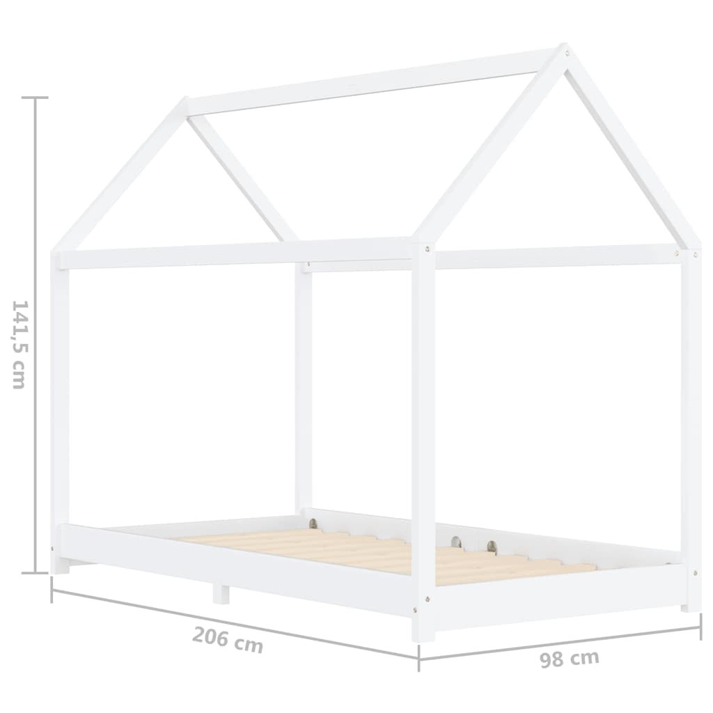 Barnsäng vit massiv furu 90x200 cm