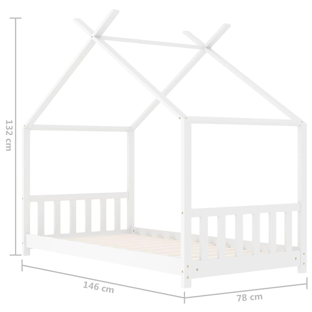 Barnsäng vit massiv furu 70x140 cm