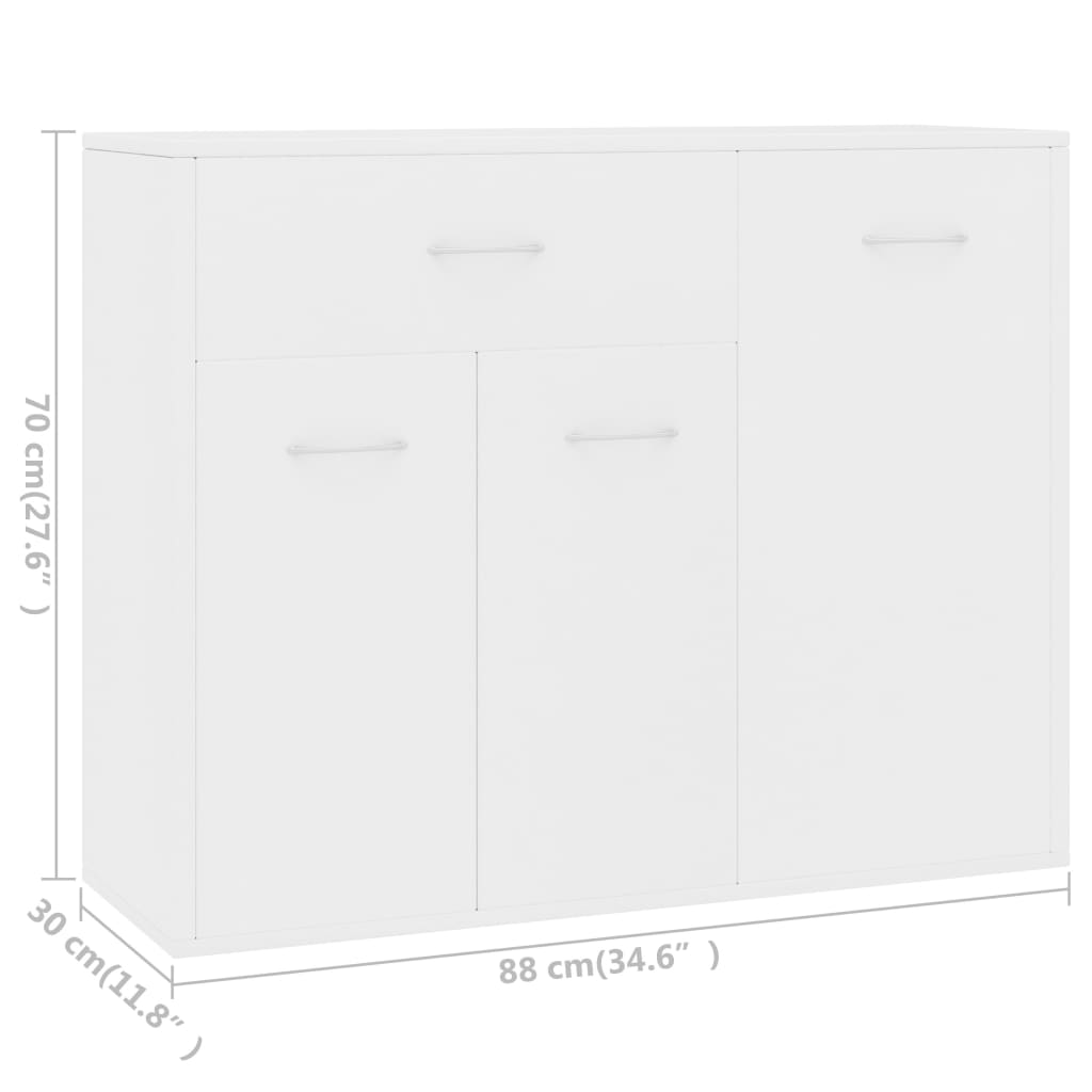 Skänk vit 88x30x70 cm konstruerat trä