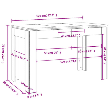 Matbord betonggrå 120x60x76 cm konstruerat trä