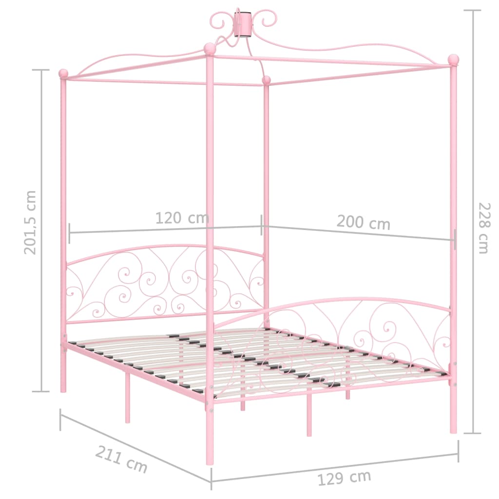 Sänghimmel utan madrass rosa metall 120x200 cm