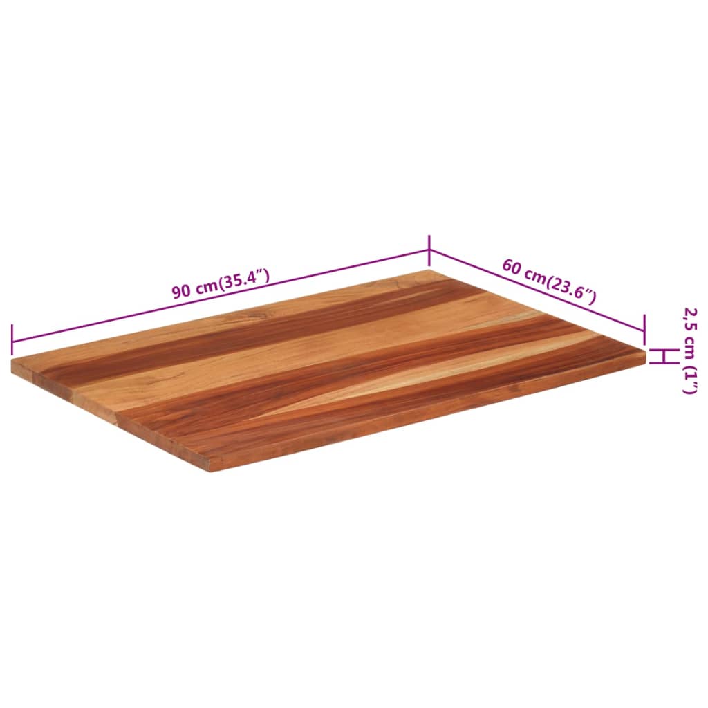 Bordsskiva massivt akaciaträ 25-27 mm 60x90 cm