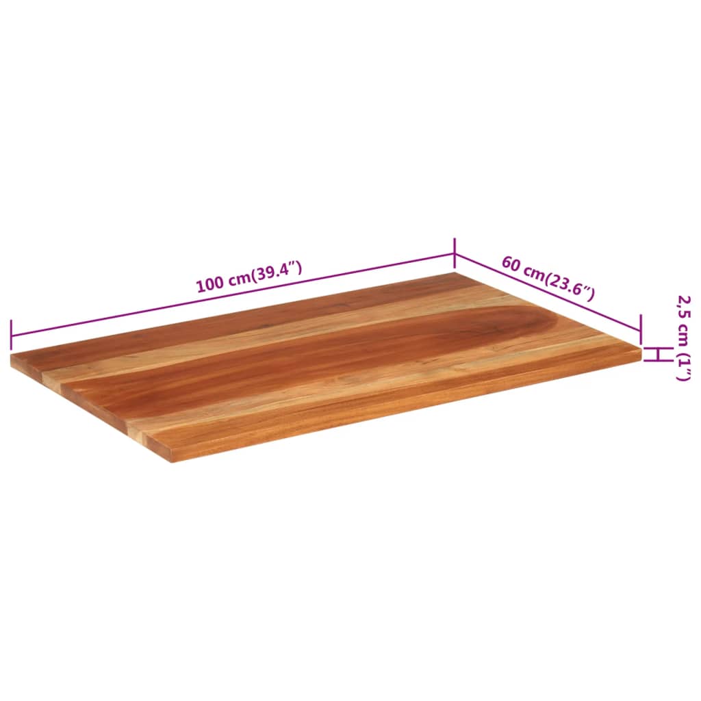 Bordsskiva massivt akaciaträ 25-27 mm 60x100 cm