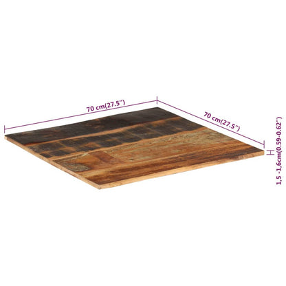 Fyrkantig bordsskiva 70x70 cm 15-16 mm massivt återvunnet trä