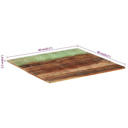 Fyrkantig bordsskiva 80x80 cm 15-16 mm massivt återvunnet trä