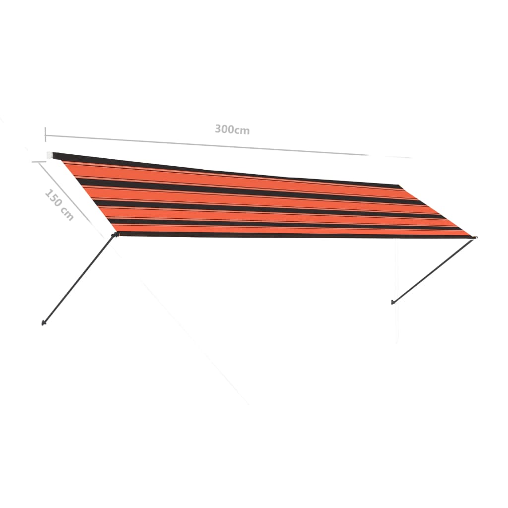 Markis med LED 300x150 cm orange och brun