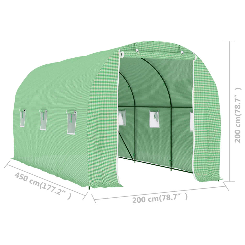 Växthus 9 m² 4,5x2x2 m