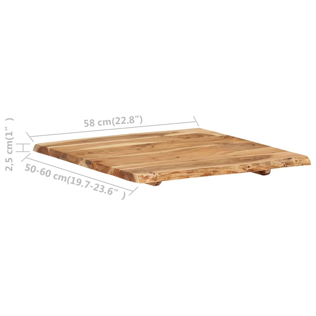 Bordsskiva massivt akaciaträ 58x(50-60)x2,5 cm