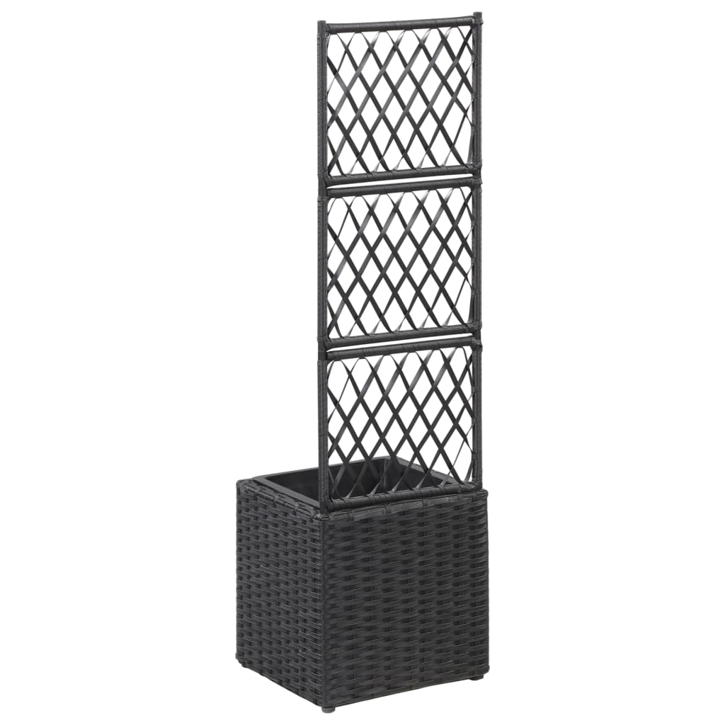 Spaljé med 1 kruka upphöjd 30x30x107 cm konstrotting svart