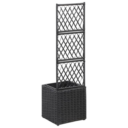 Spaljé med 1 kruka upphöjd 30x30x107 cm konstrotting svart