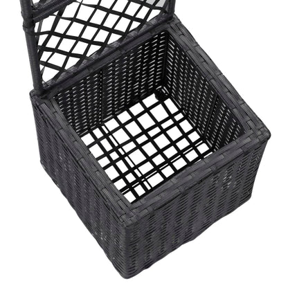 Spaljé med 1 kruka upphöjd 30x30x107 cm konstrotting svart