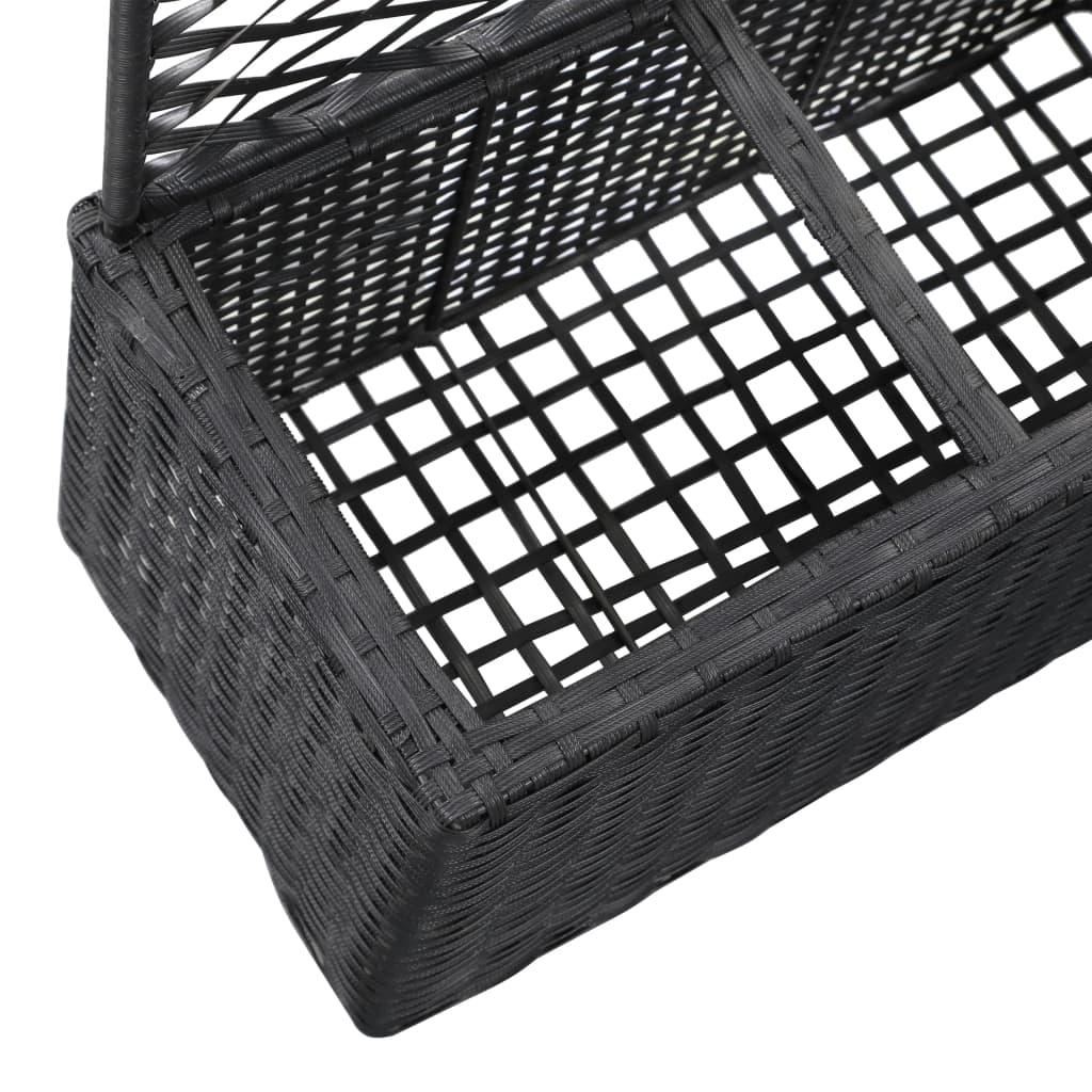 Spaljé med 3 krukor upphöjd 83x30x130 cm konstrotting svart