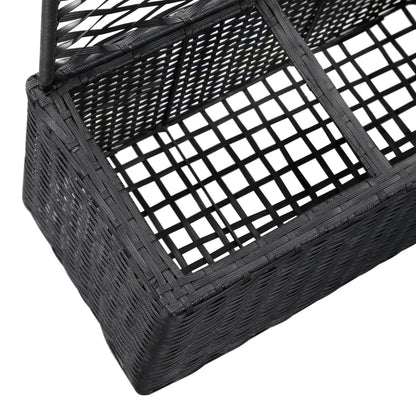 Spaljé med 3 krukor upphöjd 83x30x130 cm konstrotting svart