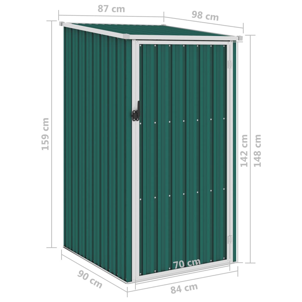 Trädgårdsskjul grön 87x98x159 cm galvaniserat stål