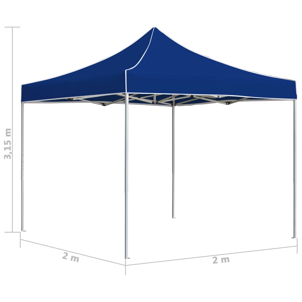 Hopfällbart partytält aluminium 2x2 m blå