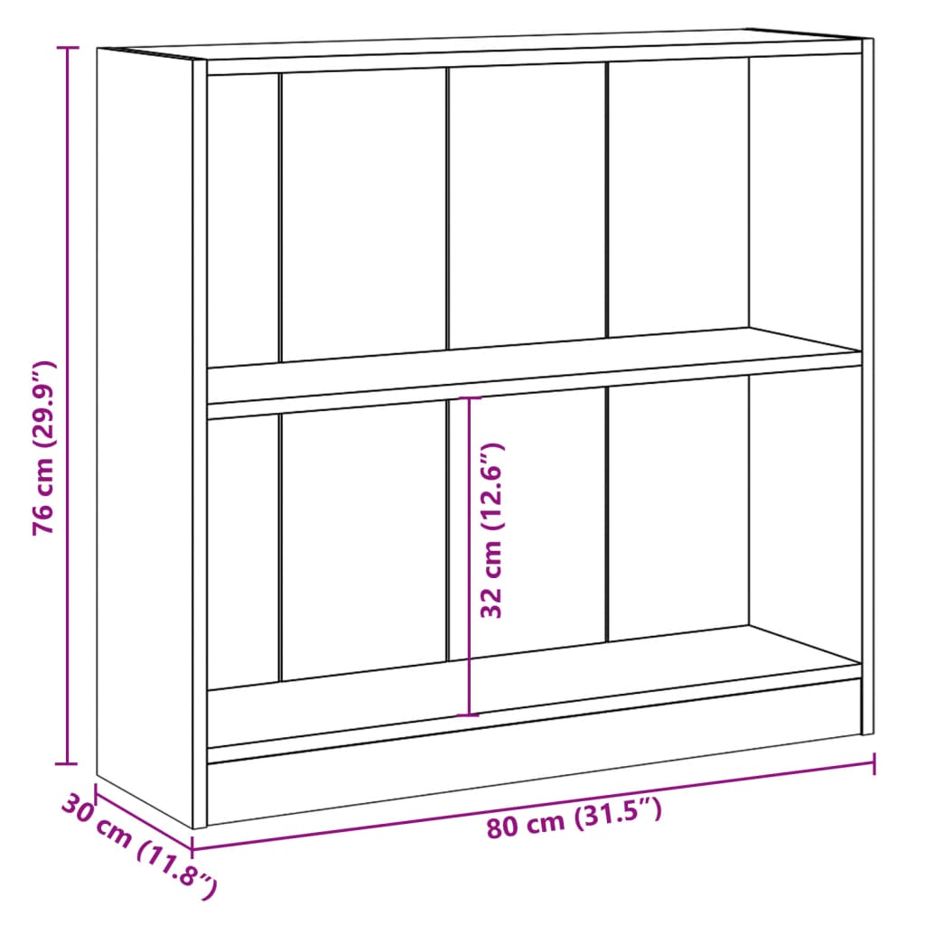 Bokhylla svart 80x24x75 cm konstruerat trä