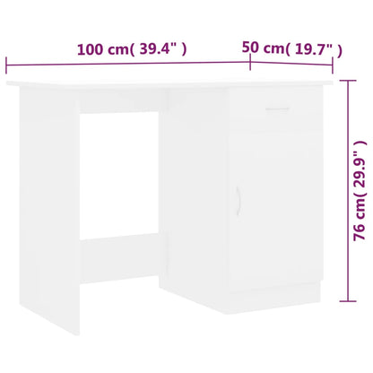 Skrivbord vit 100x50x76 cm konstruerat trä